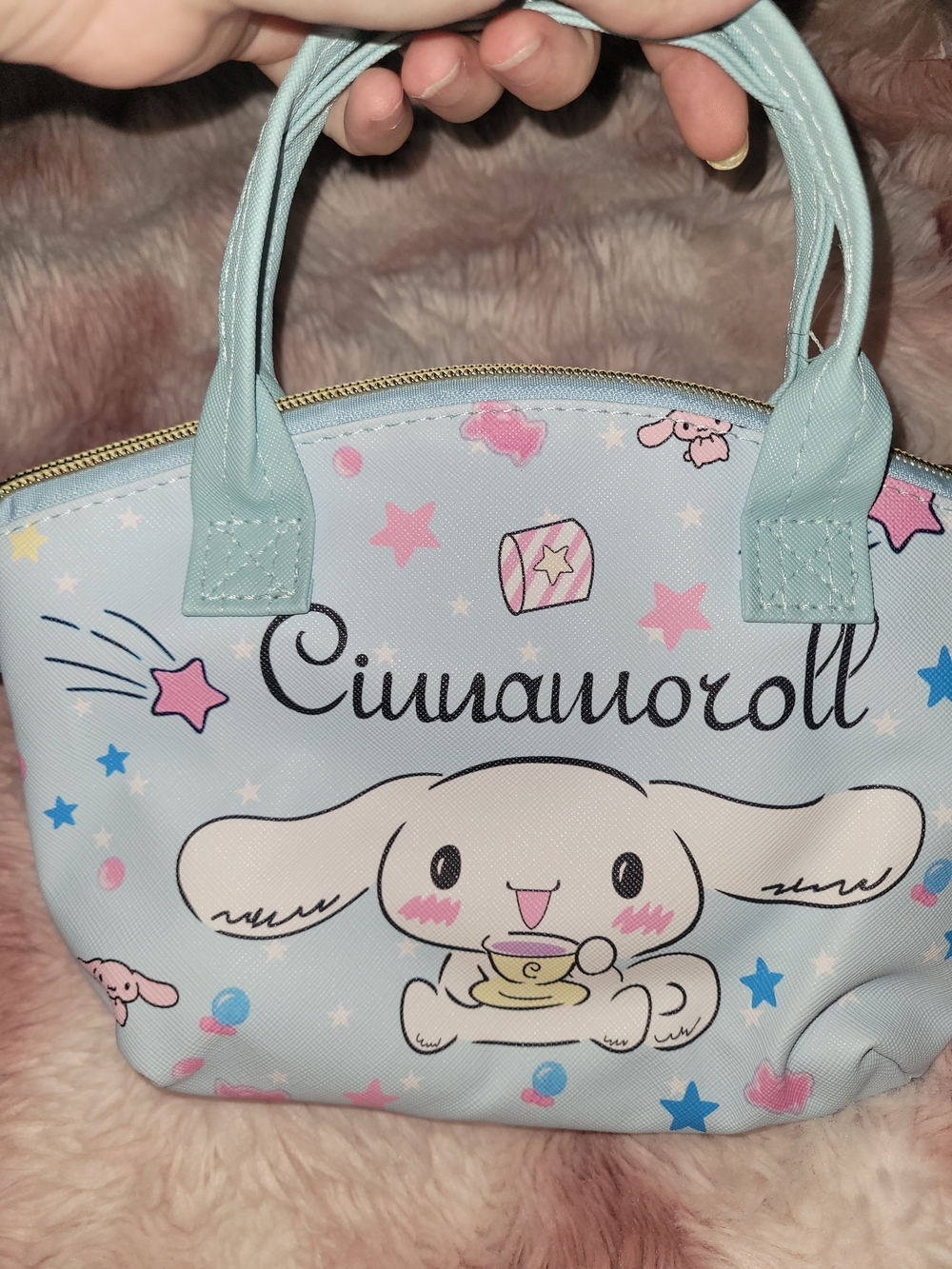 Cinnamoroll Pastel Blue Mini Tote with Pink Accents